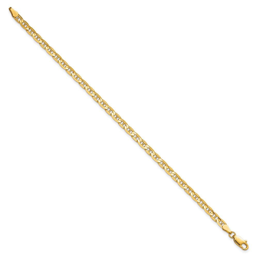 10K Yellow Gold 3.75mm Concave Anchor Chain Anklet