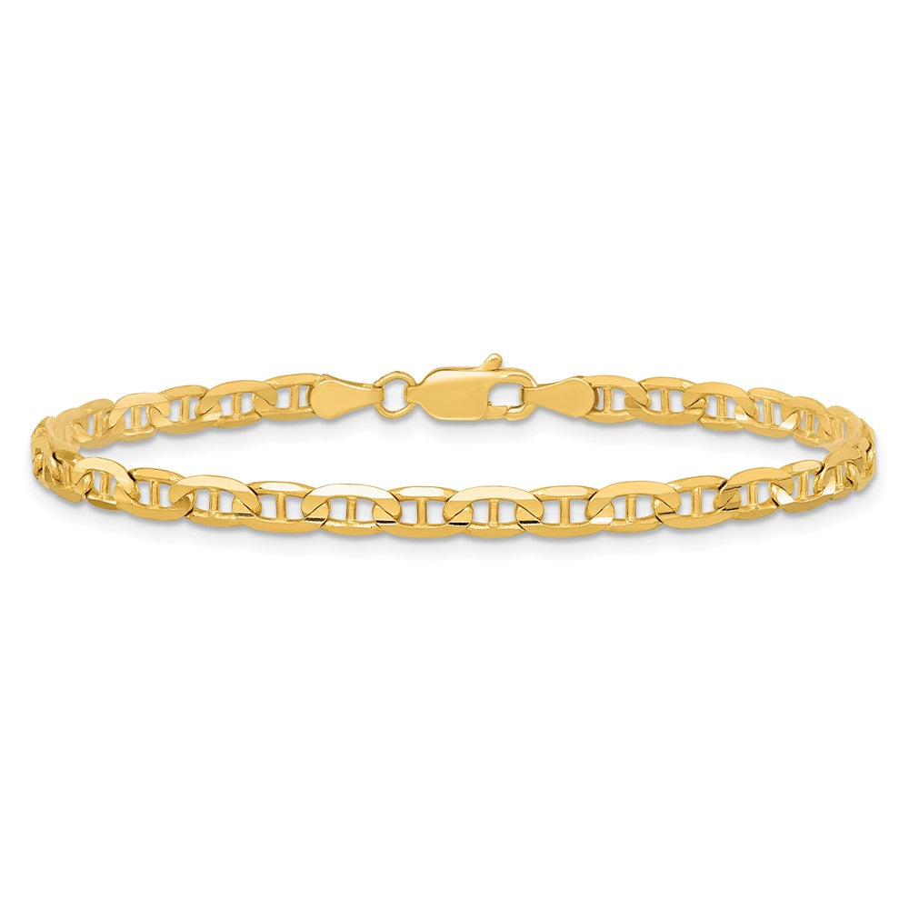 10K Yellow Gold 3.75mm Concave Anchor Chain Anklet