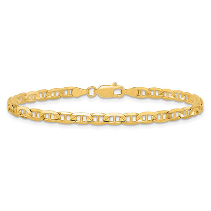 10K Yellow Gold 3.75mm Concave Anchor Chain Anklet