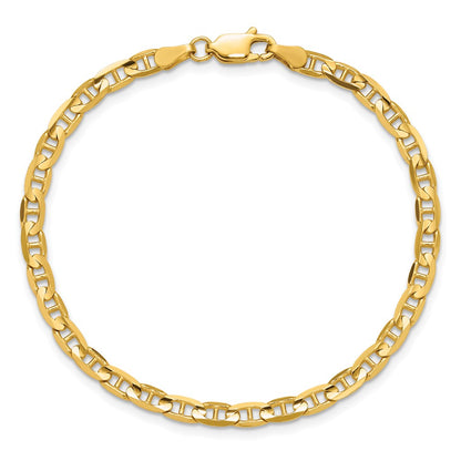10K Yellow Gold 3.75mm Concave Anchor Chain Anklet