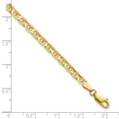10K Yellow Gold 3.75mm Concave Anchor Chain Bracelet