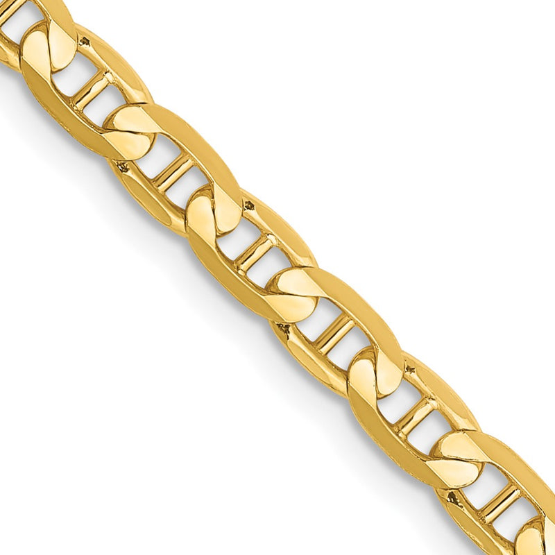 22 Inch 10K Yellow Gold 3.75mm Concave Anchor Chain Necklace