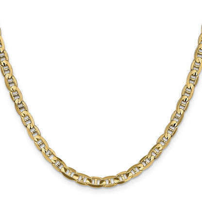 10K Yellow Gold 4.5mm Concave Anchor Chain Necklace