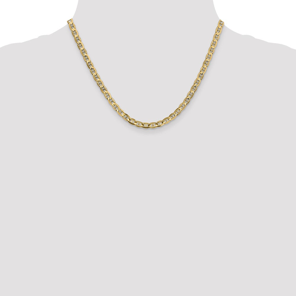 10K Yellow Gold 4.5mm Concave Anchor Chain Necklace