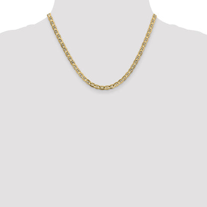 10K Yellow Gold 4.5mm Concave Anchor Chain Necklace