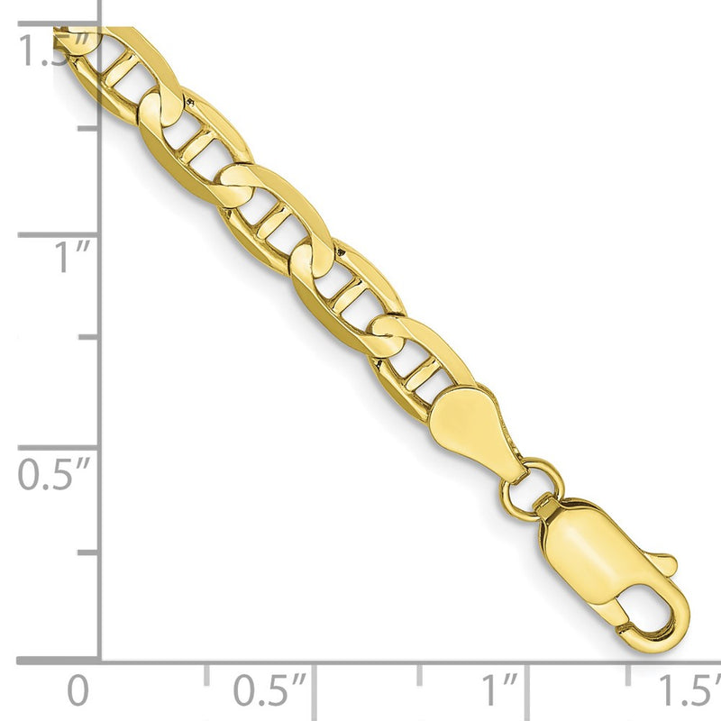 8 Inch 10K Yellow Gold 4.5mm Concave Anchor Chain Bracelet