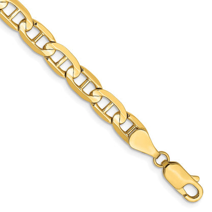 10K Yellow Gold 5.25mm Concave Anchor Chain Bracelet