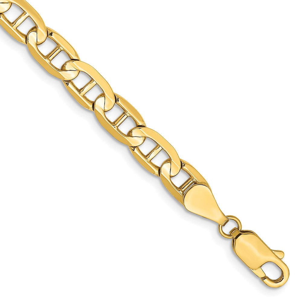 9 Inch 10K Yellow Gold 10K 5.25mm Concave Anchor Chain Bracelet
