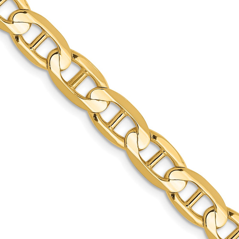 26 Inch 10K Yellow Gold 10K 6.25mm Concave Anchor Chain Necklace