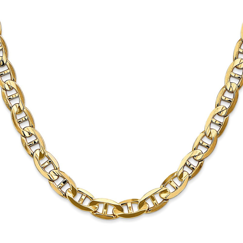 10K Yellow Gold 7mm Concave Anchor Chain Necklace