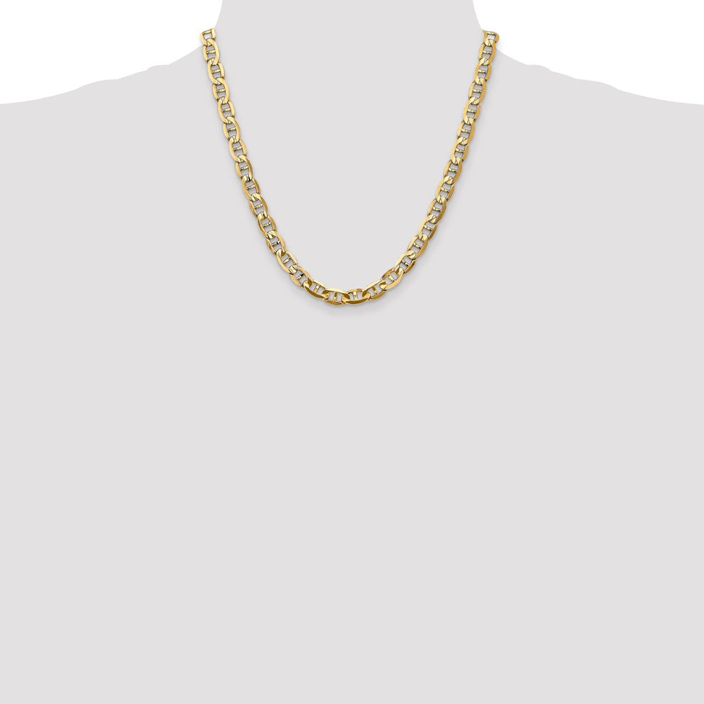 10K Yellow Gold 7mm Concave Anchor Chain Necklace