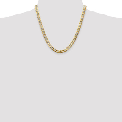 10K Yellow Gold 7mm Concave Anchor Chain Necklace