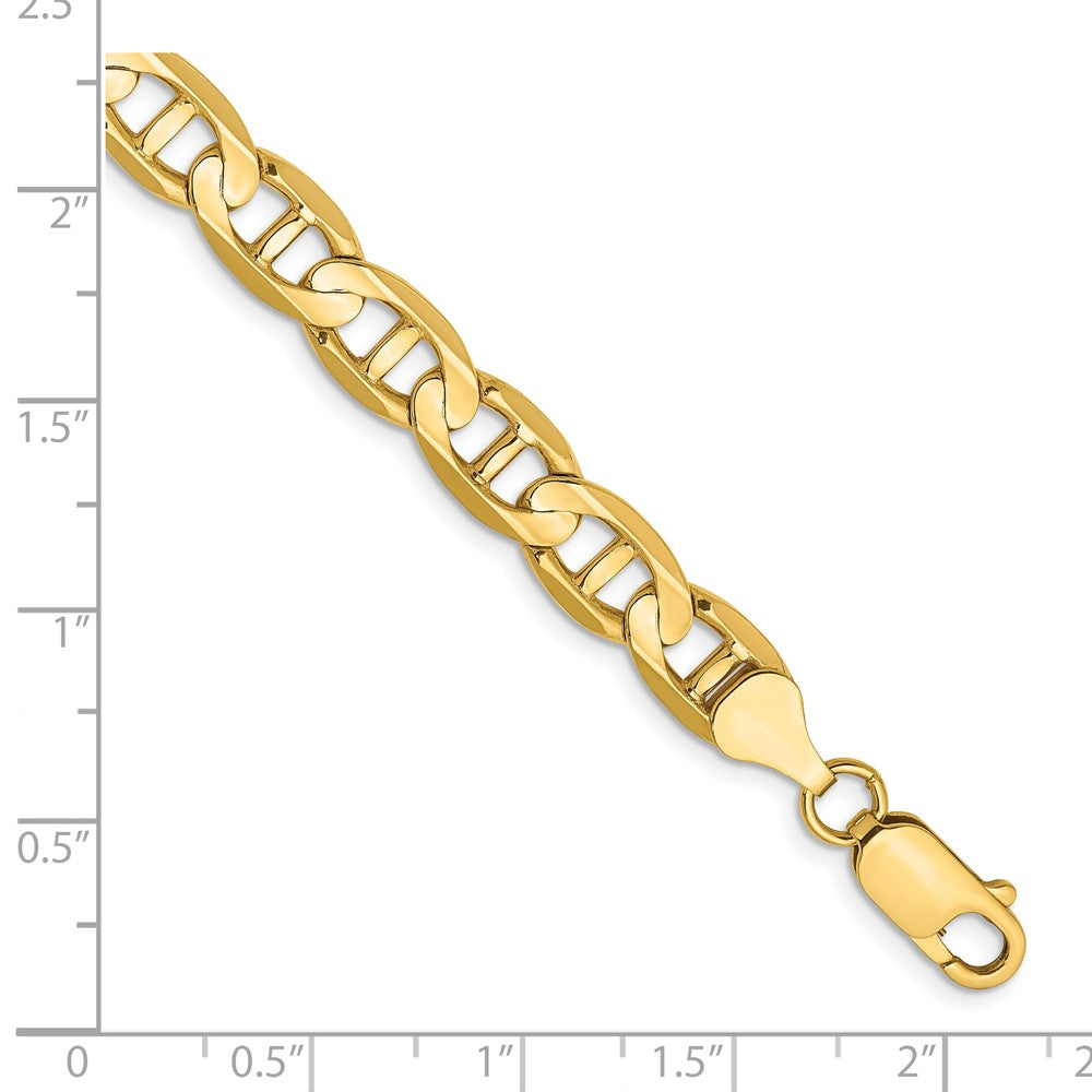 10K Yellow Gold 7mm Concave Anchor Chain Bracelet