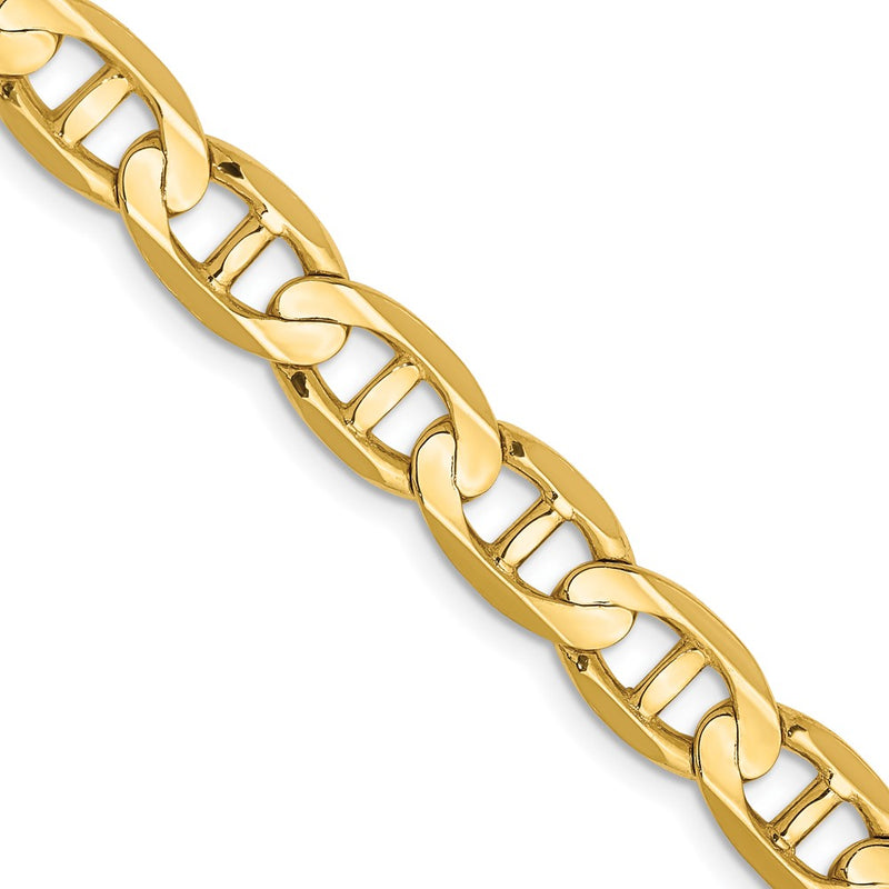 10K Yellow Gold 7mm Concave Anchor Chain Necklace