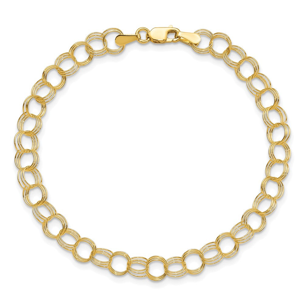 10K Yellow Gold Triple Link Charm Bracelet