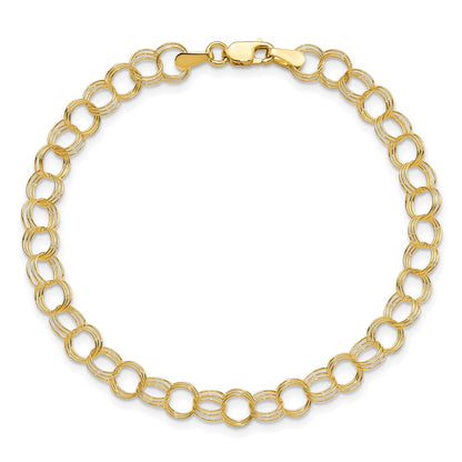 10K Yellow Gold Triple Link Charm Bracelet