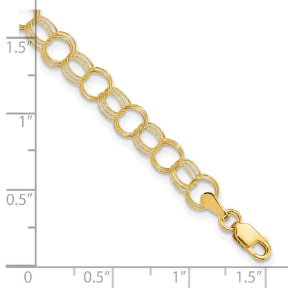 10K Yellow Gold Triple Link Charm Bracelet