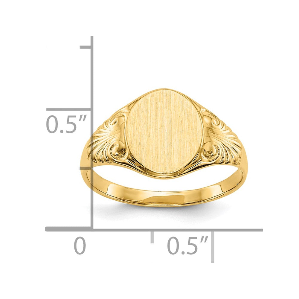 10K Yellow Gold 10.0X7.5mm Closed Back Signet Ring
