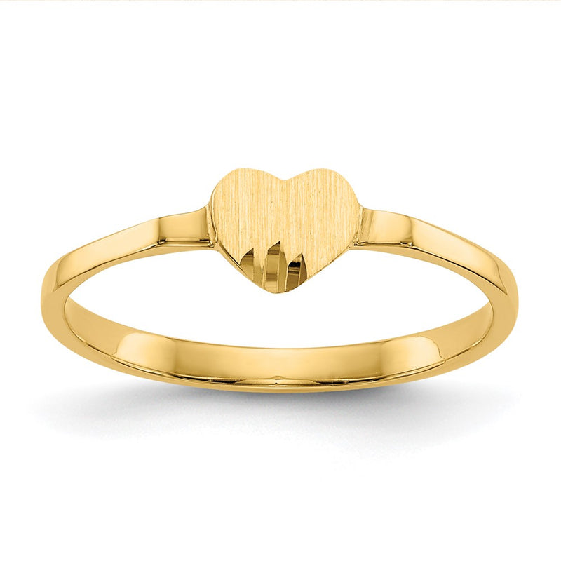 10K Yellow Gold 10K Heart Signet Ring