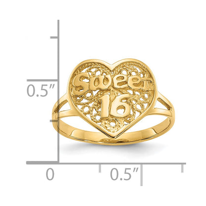 10K Yellow Gold 10K Sweet 16 Heart Ring