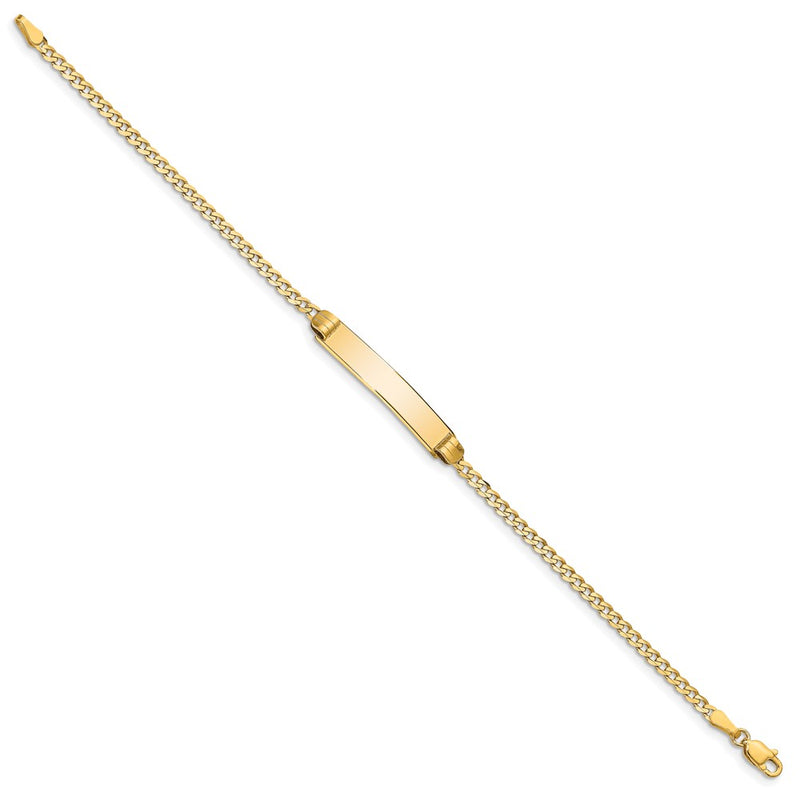 10K Yellow Gold Flat Curb Link Id Chain Bracelet