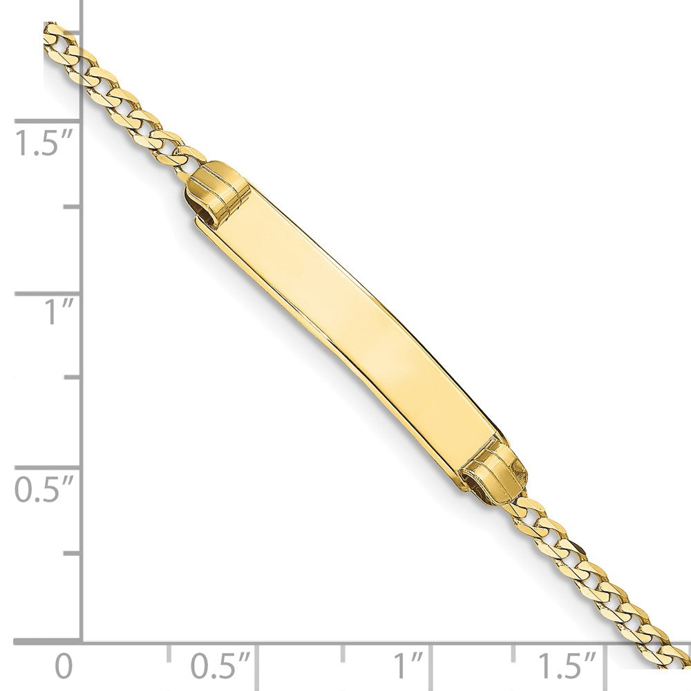 10K Yellow Gold Flat Curb Link Id Chain Bracelet