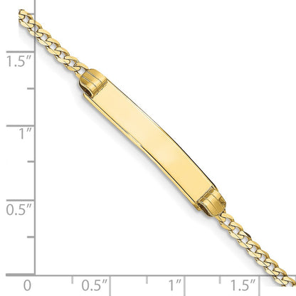 10K Yellow Gold Flat Curb Link Id Chain Bracelet