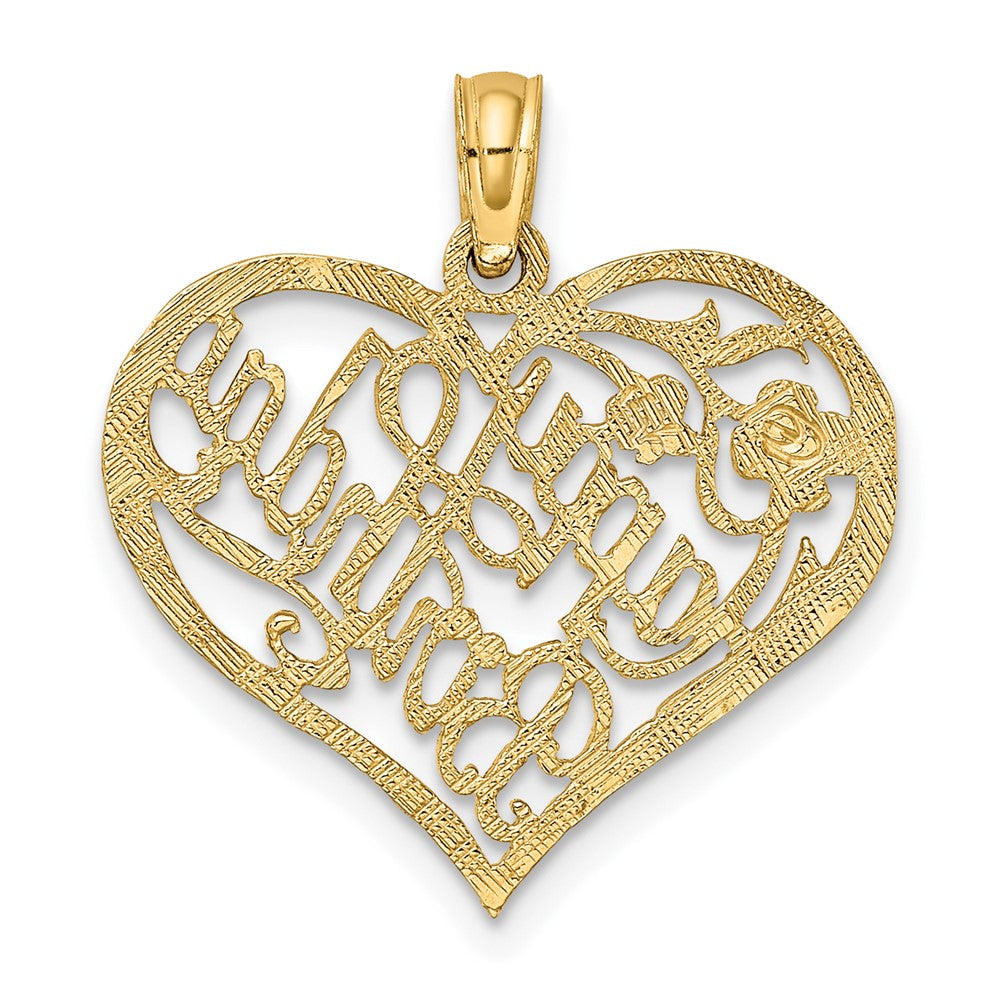 10K Yellow Gold 10K Solid Talking Happy Birthday Heart Pendant