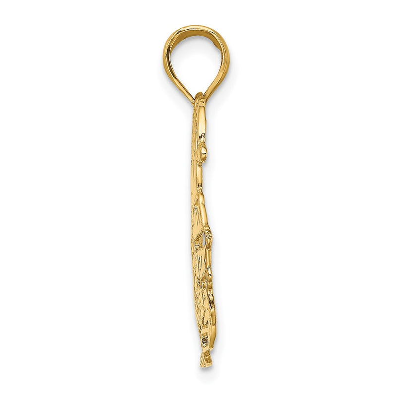 10K Yellow Gold 10K Polished Christmas Tree And Santa Pendant