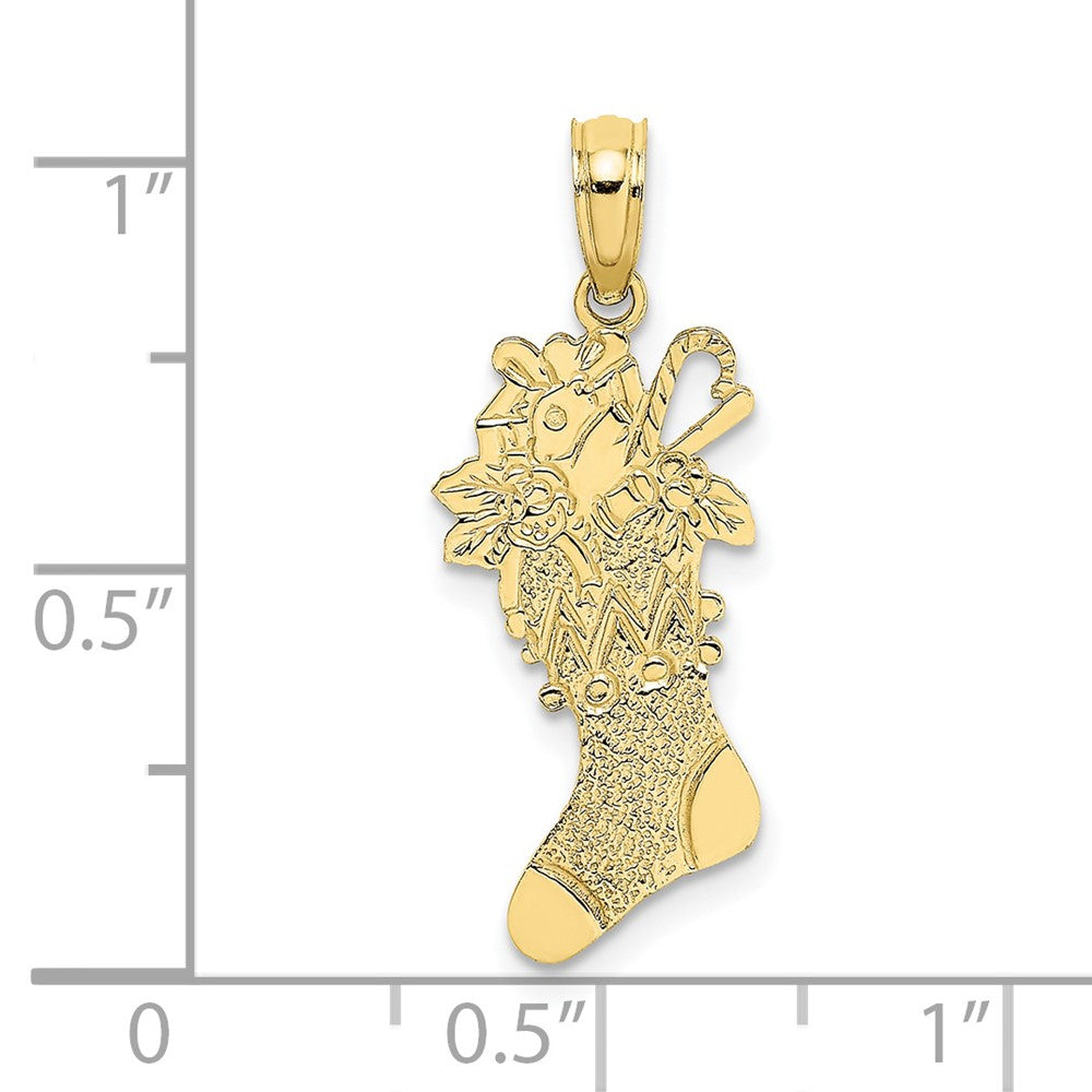 10K Yellow Gold 10K Polished Christmas Stocking Pendant