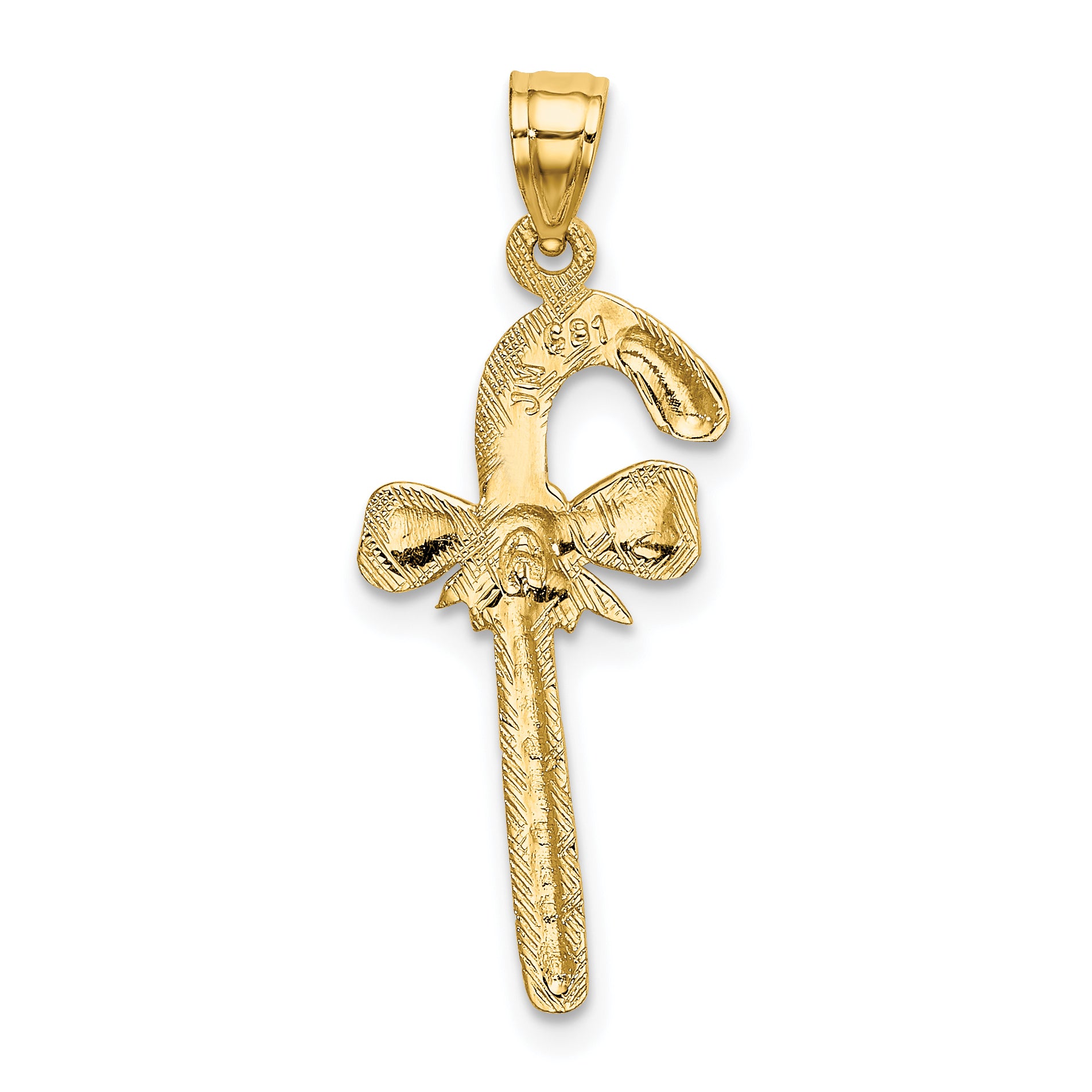 10K Yellow Gold 10K Solid Polished Candy Cane Pendant