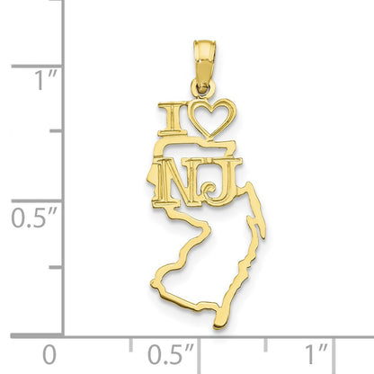 10K Yellow Gold 10K Solid New Jersey State Pendant
