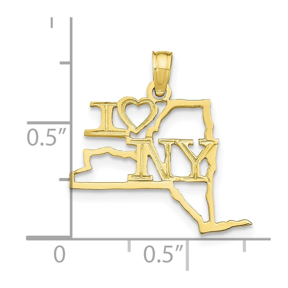 10K Yellow Gold 10K Solid New York State Pendant