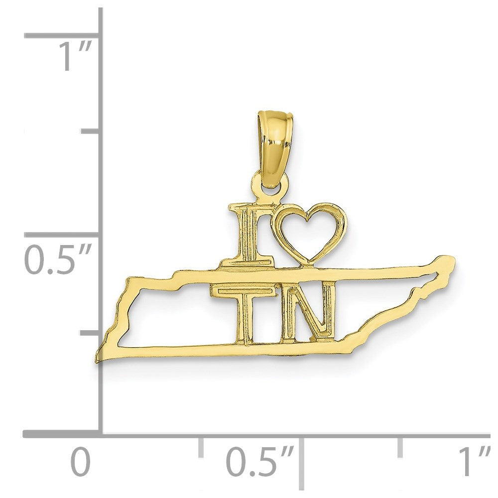 10K Yellow Gold 10K Solid Tennessee State Pendant