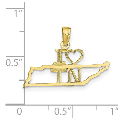 10K Yellow Gold 10K Solid Tennessee State Pendant