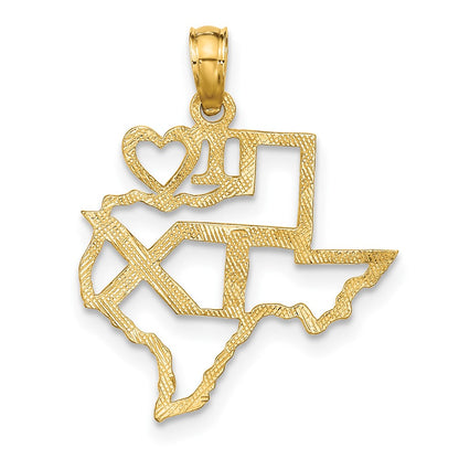 10K Yellow Gold 10K Solid Texas State Pendant