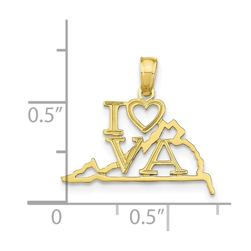 10K Yellow Gold 10K Solid Virginia State Pendant