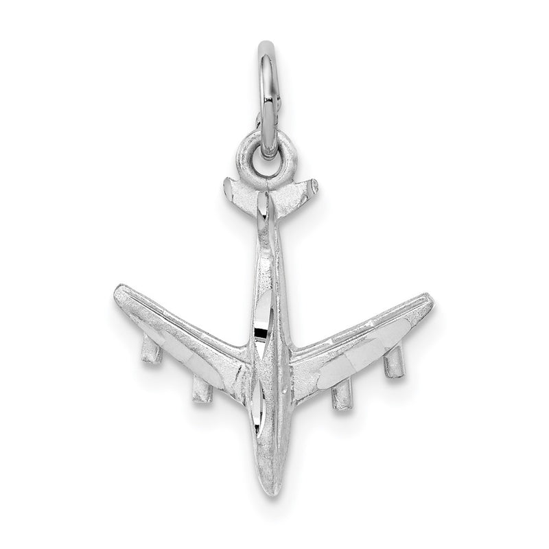 10K White Gold 3-D Airplane Charm