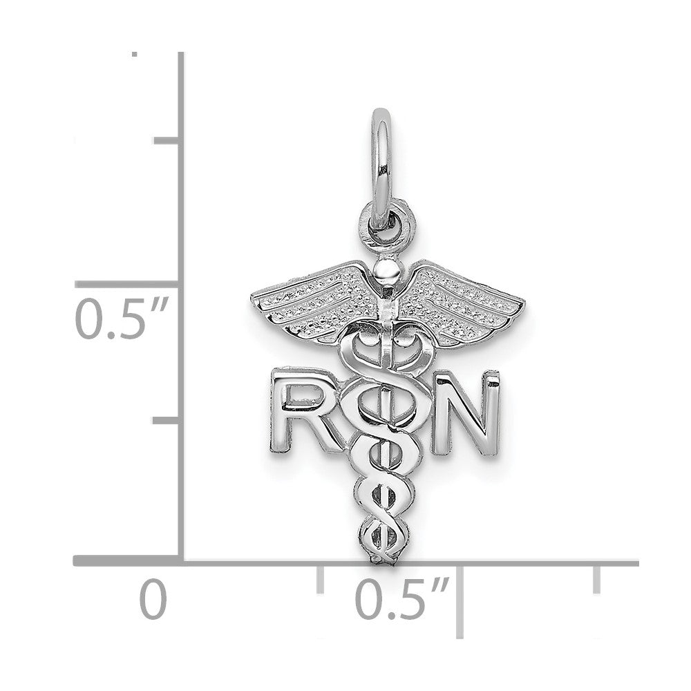 10K White Gold Rn Charm