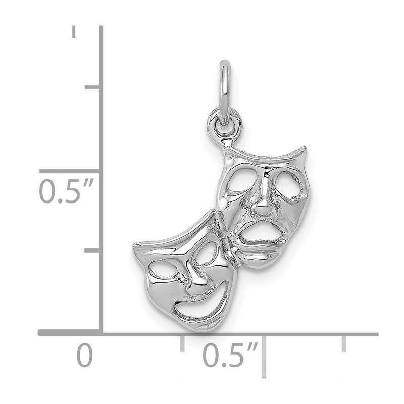 10K White Gold Polished Open-Backed Comedy/Tragedy Charm