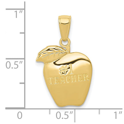 10K Yellow Gold #1 Teacher Apple Pendant