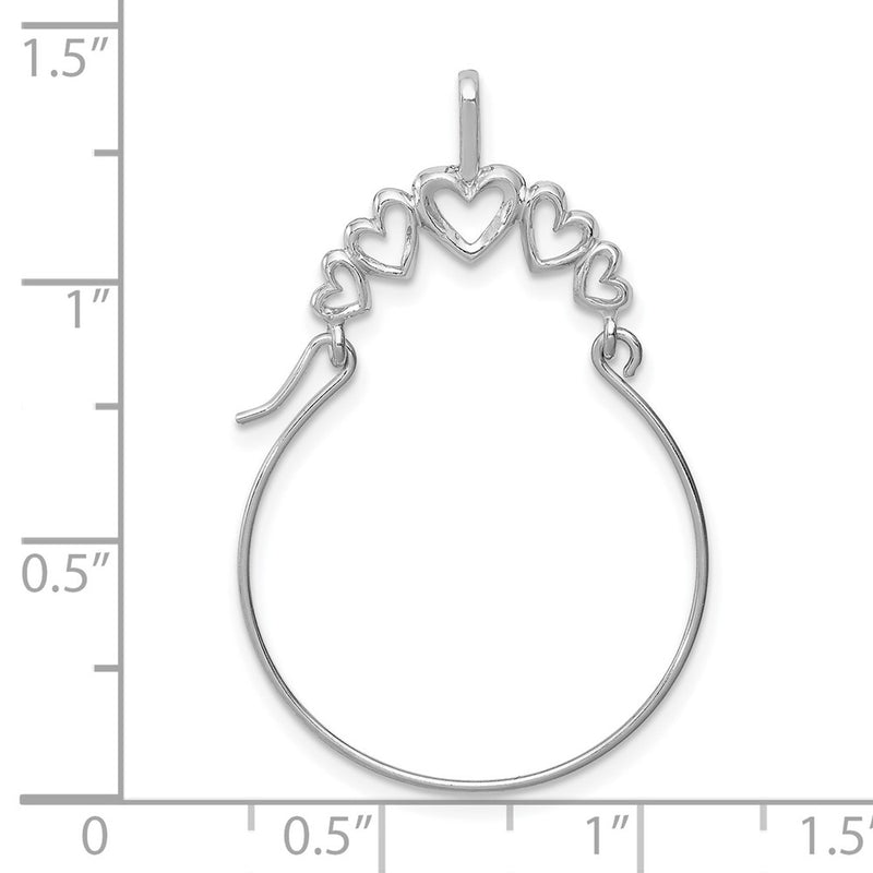 10K White Gold Polished 5-Heart Charm Holder