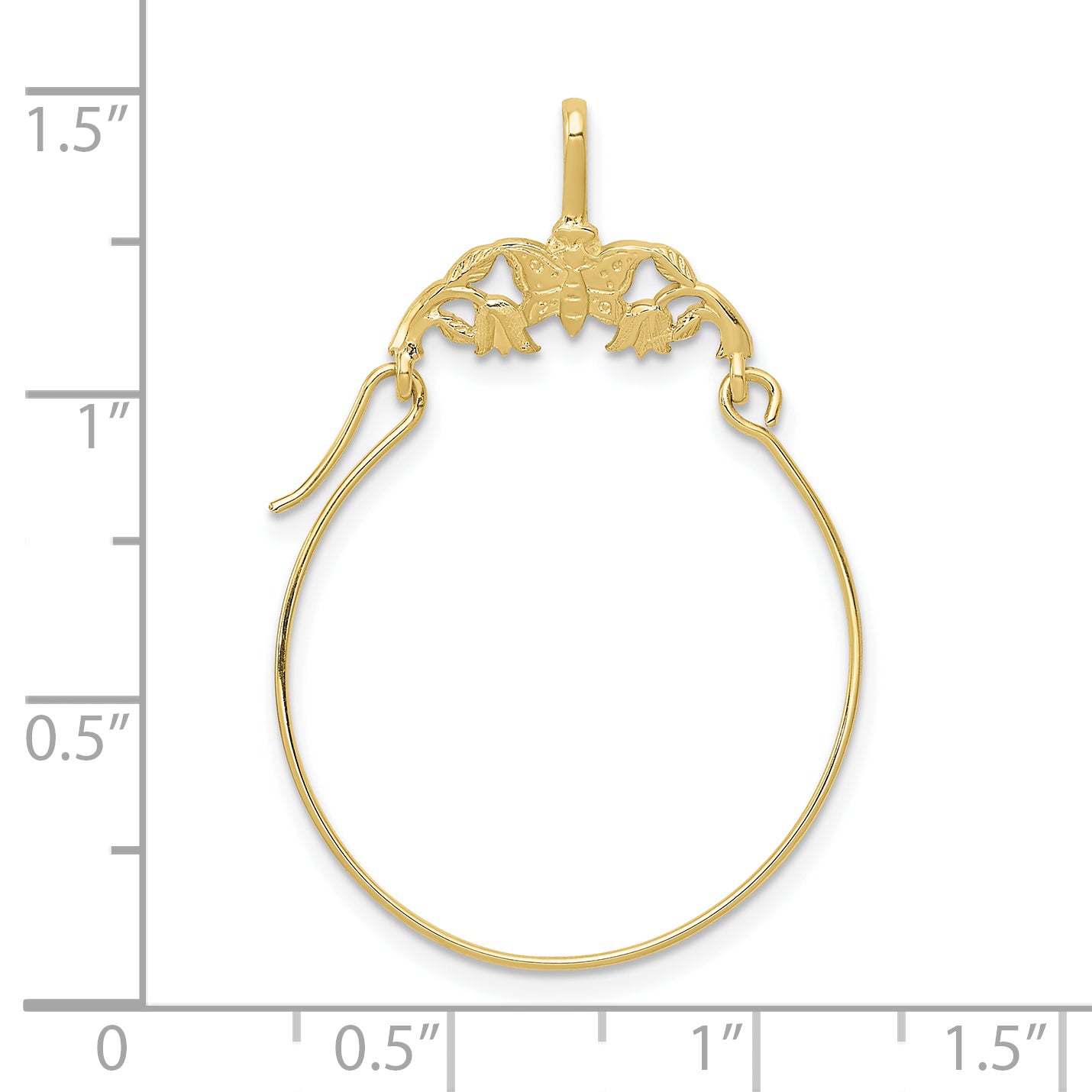 10K Yellow Gold Polished Butterflies Charm Holder