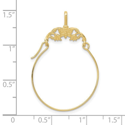 10K Yellow Gold Polished Butterflies Charm Holder