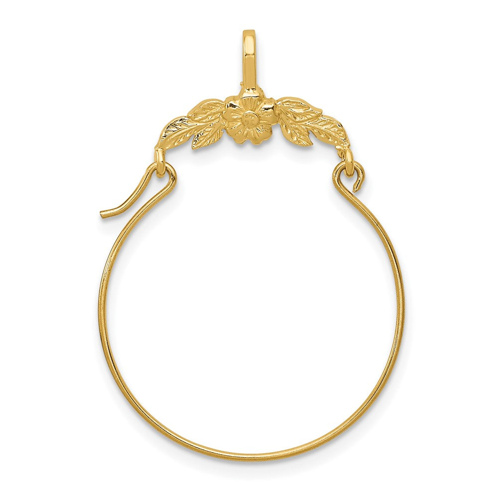 10K Yellow Gold Polished Floral Charm Holder