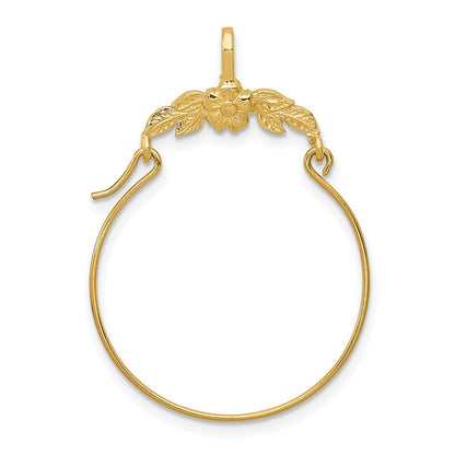 10K Yellow Gold Polished Floral Charm Holder