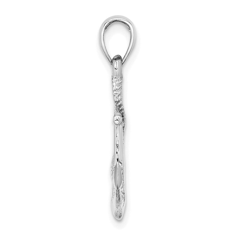 10K White Gold 10K Solid Polished 3-D Anchor Pendant