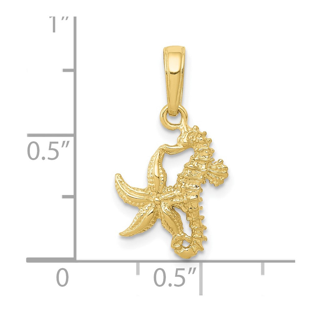 10K Yellow Gold 10K Seahorse And Starfish Pendant
