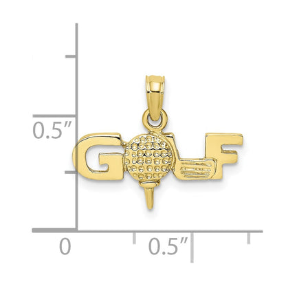 10K Yellow Gold 10K Solid Polished Golf Pendant
