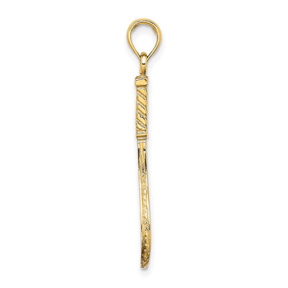 10K Yellow Gold 10K Solid Polished 3-D Tennis Racquet Charm